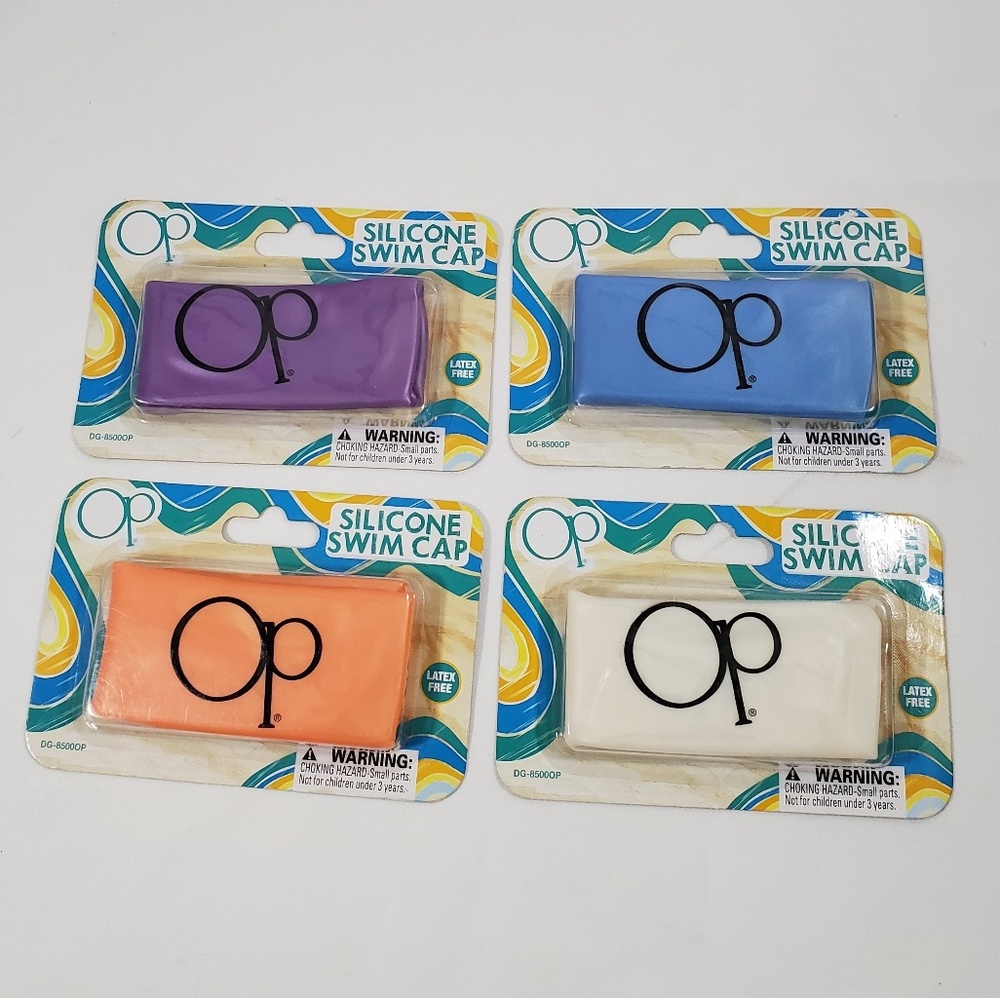 New 4 Op Silicone Swim Caps, Latex Free Unisex